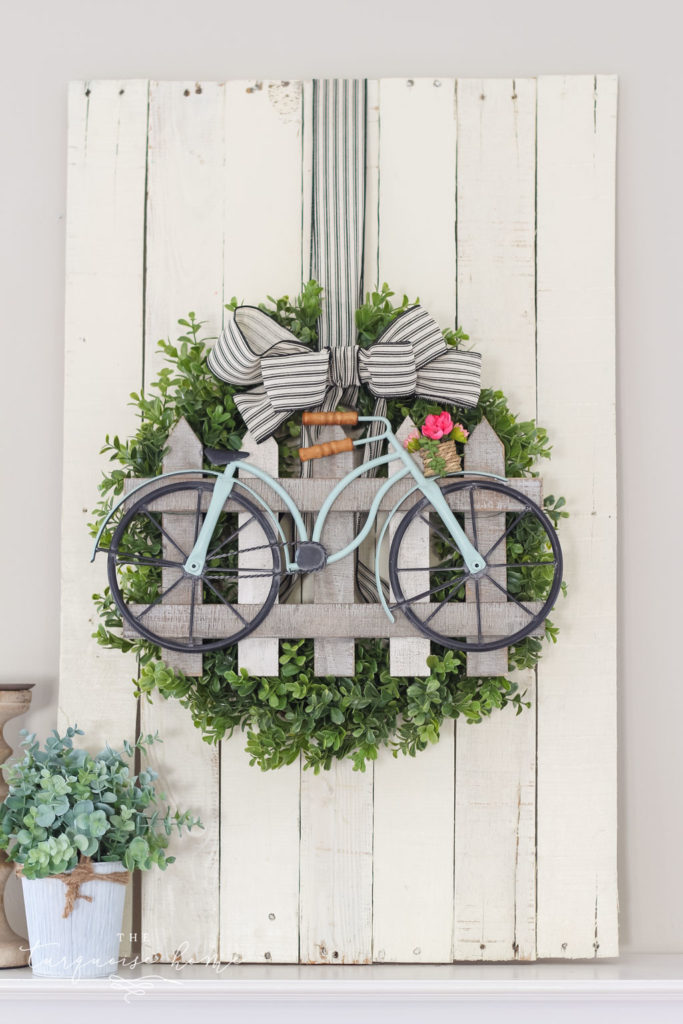 DIY Boxwood & Bicycle Spring Wreath