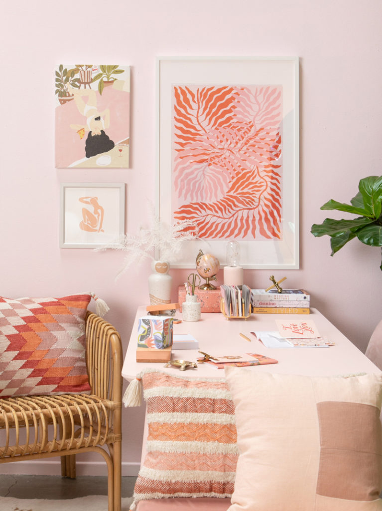 A BLUSH AND CORAL OFFICE...