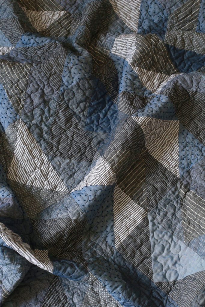 Chambray and Denim Flying Geese Quilt