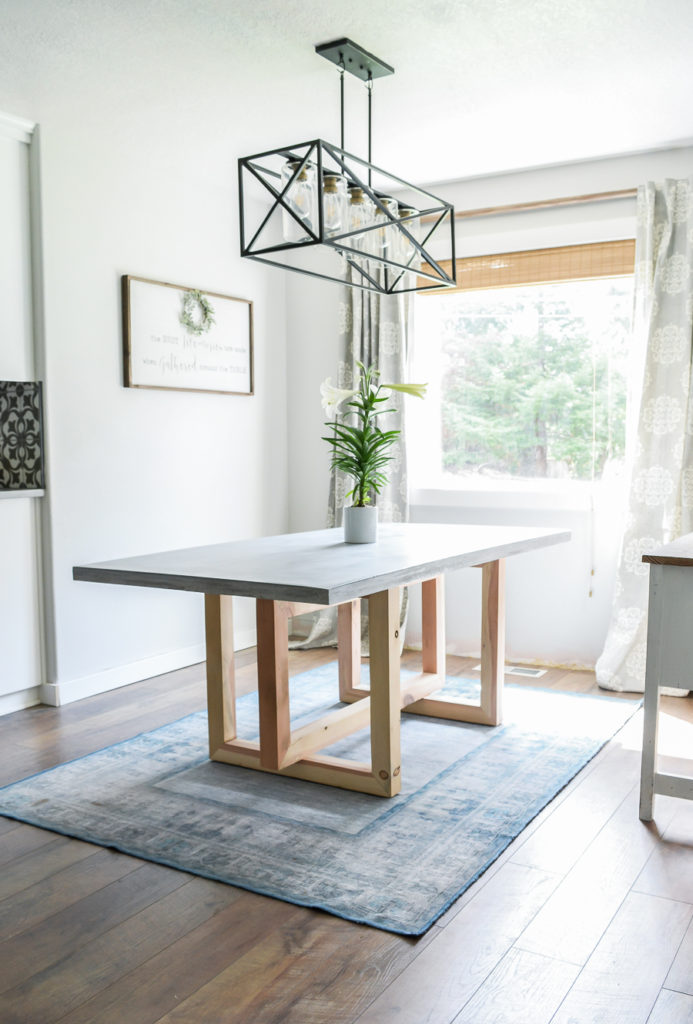 DIY CONCRETE AND WOOD DINING TABLE